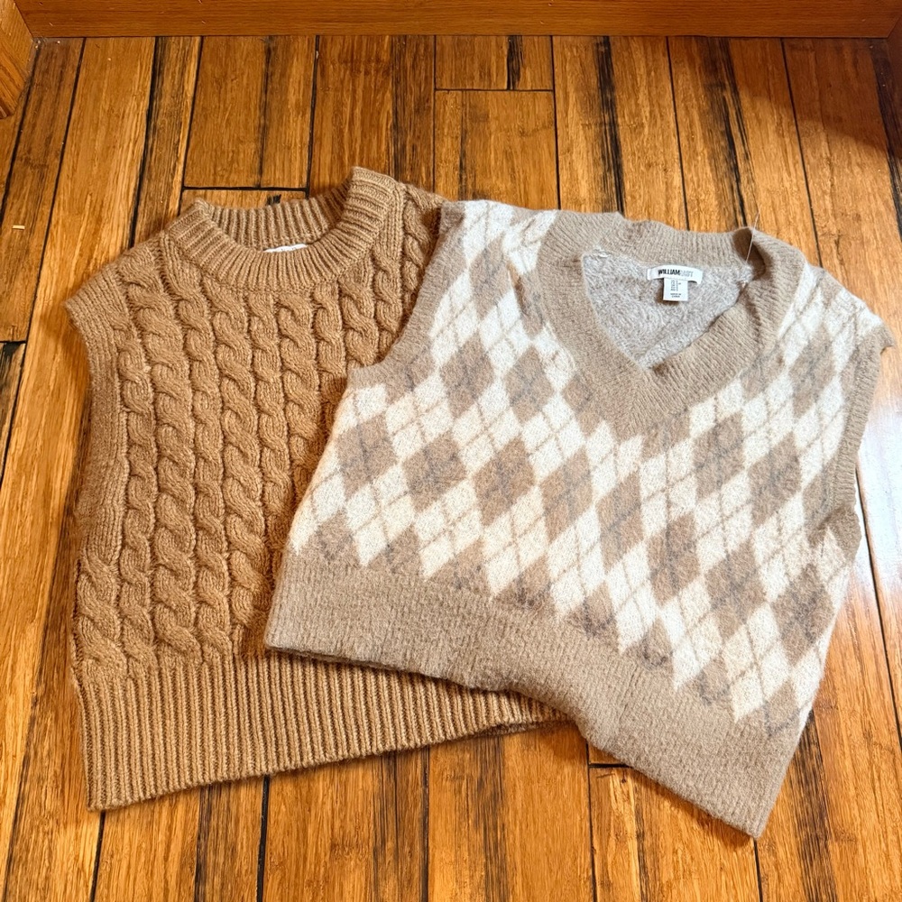 ❤️4 for $25 Brown and Beige Knit Sweater Vests lot